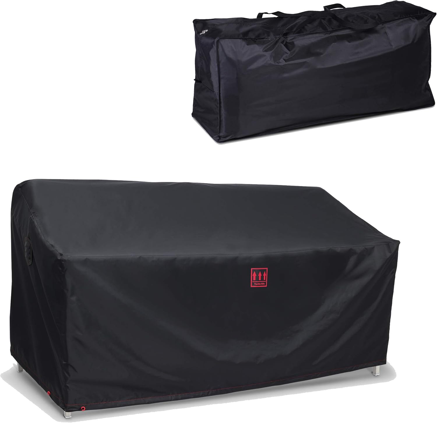 Turtle Life Patio Sofa Cover, Outdoor Heavy Duty Durable UV Water Resistant Anti-Fading Loveseat Cover with Upgrade Air Vent, Black,60