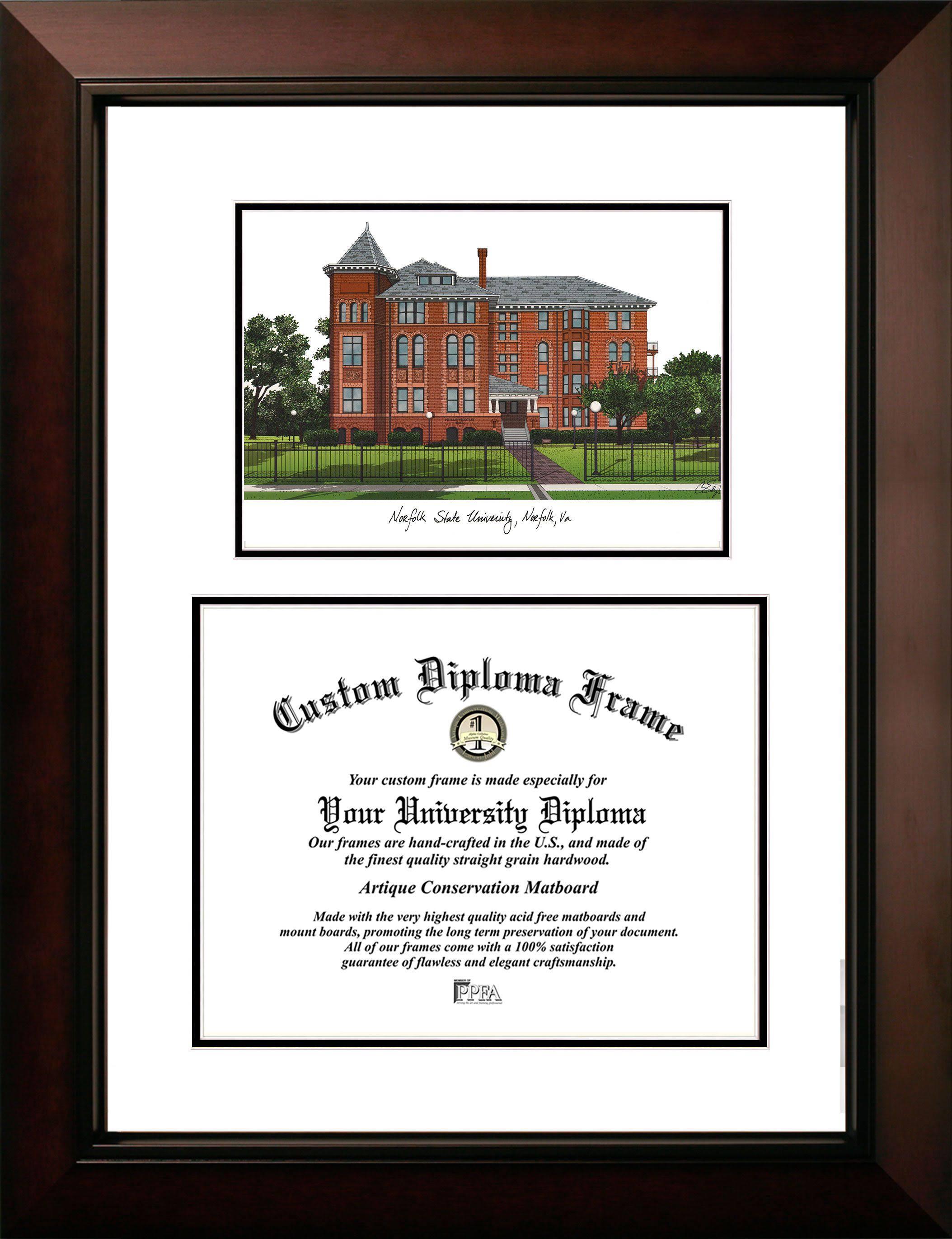 Campus Images VA992LV-1411 14 x 11 in. Norfolk State Legacy Scholar Diploma Frame - Satiny