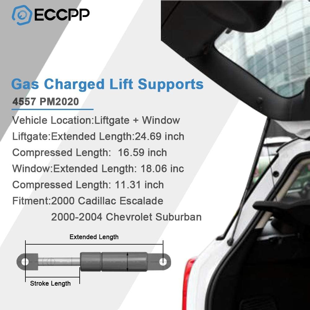 ECCPP 2pcs Liftgate and 2pcs Window Glass Lift Supports Struts for GMC Yukon 1500 2500 for Chevrolet Suburban 1500 2500 for Chevrolet Tahoe for Cadillac Escalade 2000-2004