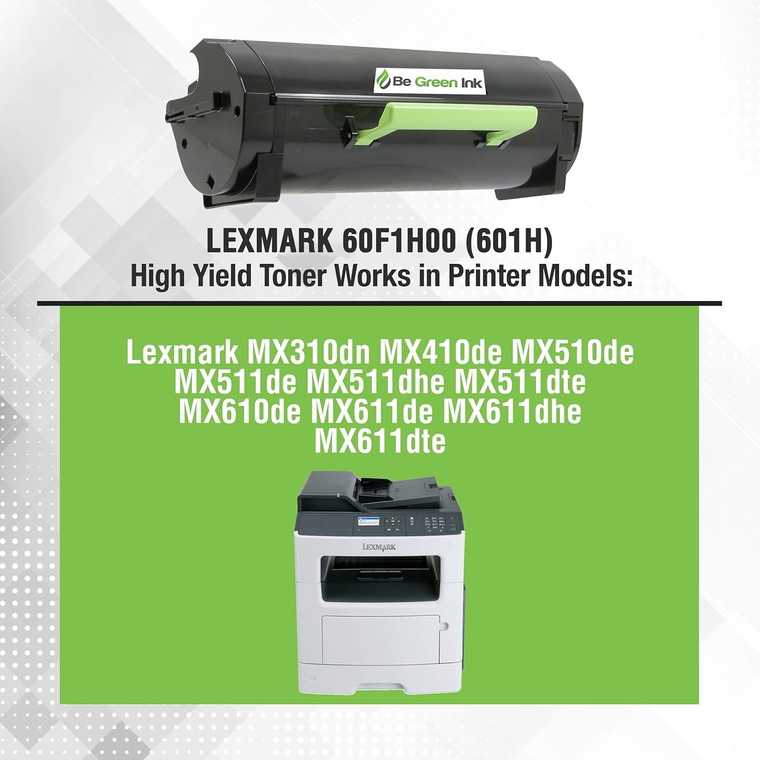 BGI 60F1H00 601H Remanufactured Toner Cartridge Replacement for Lexmark MX310dn MX611de MX511de MX410de MX611dhe MX610de MX511dhe MX510de MX511dte MX611dte MX611dfe | High Yield 10,000 | Made in USA Pack of 2