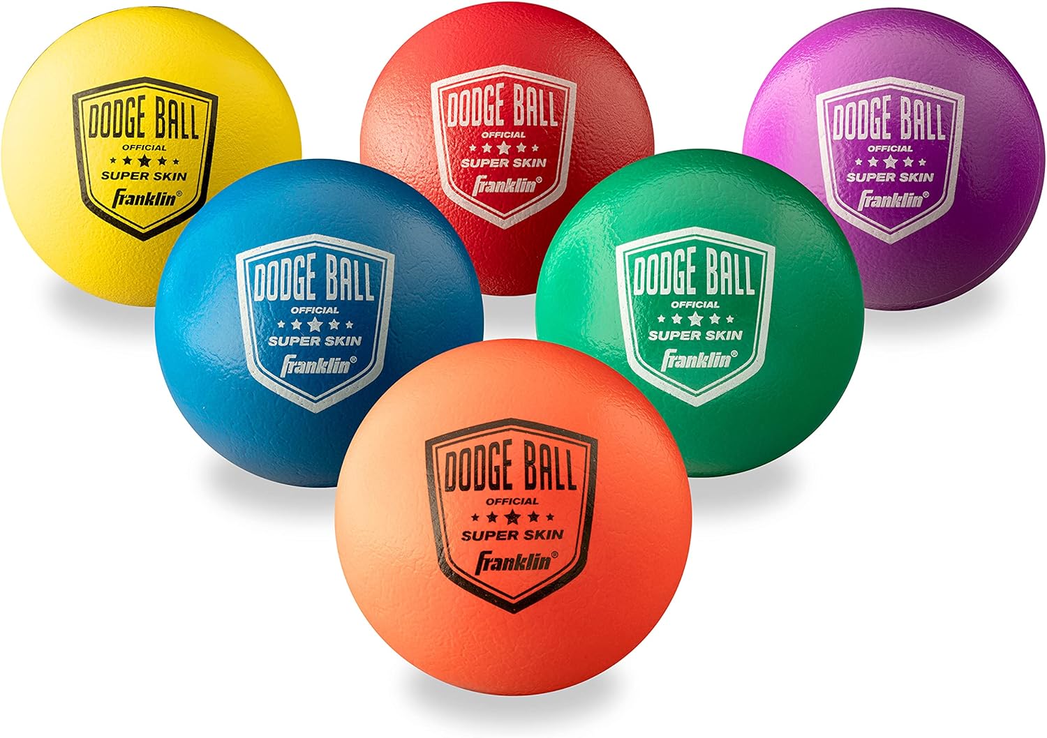 Franklin Sports Dodgeball Ball Set – Superskin-Coated Foam Balls for Playground Games – Small Dodgeballs for Gymnasium Games – Easy-Grip Foam Balls – Won’t Shred or Tear for Hours of Fun Pack of 2