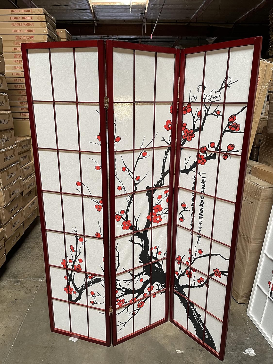 Select Plum Blossom Color and Panel 3 to 8 Room Divider (Black, 8)