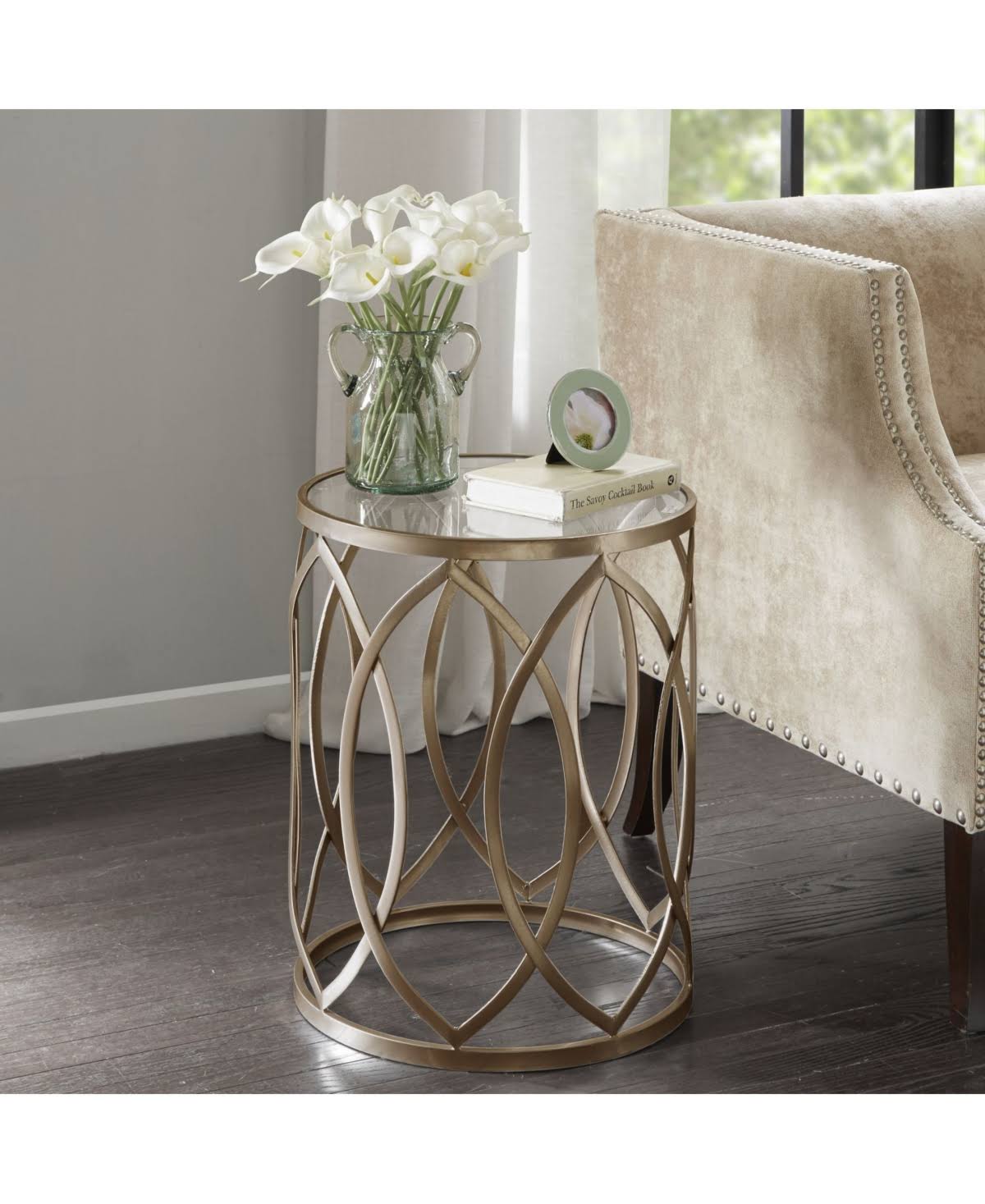 Madison Park Arlo Metal Bronze Eyelet Accent Table