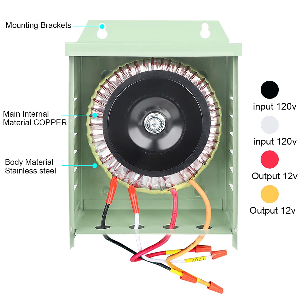 TCEUMIK 105W Pool Light Transformer 120V to 12V AC SPA Bulb Safety 105 Watt Rated Transformer for Indoor/Outdoor Swimming Pool/SPA/Inground Underwater Fixture/Submersible Light/Landscape Light Green