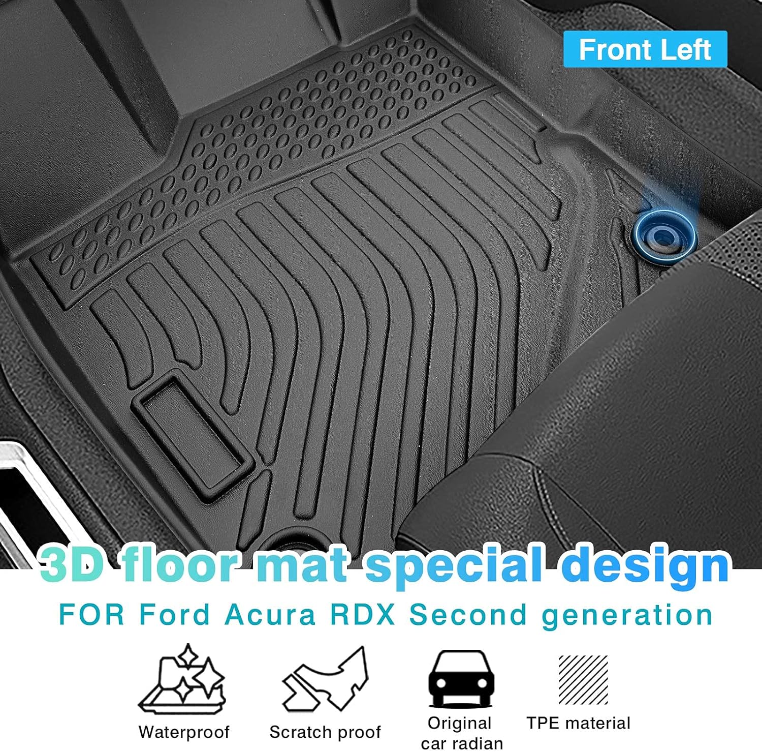 Cartist Compatible with Floor Mats 2013 2014 2015 2016 2017 2018 Acura RDX 8-Way Power Seats All Weather Floor Liner Carpet Protection 3D TPE Odorless
