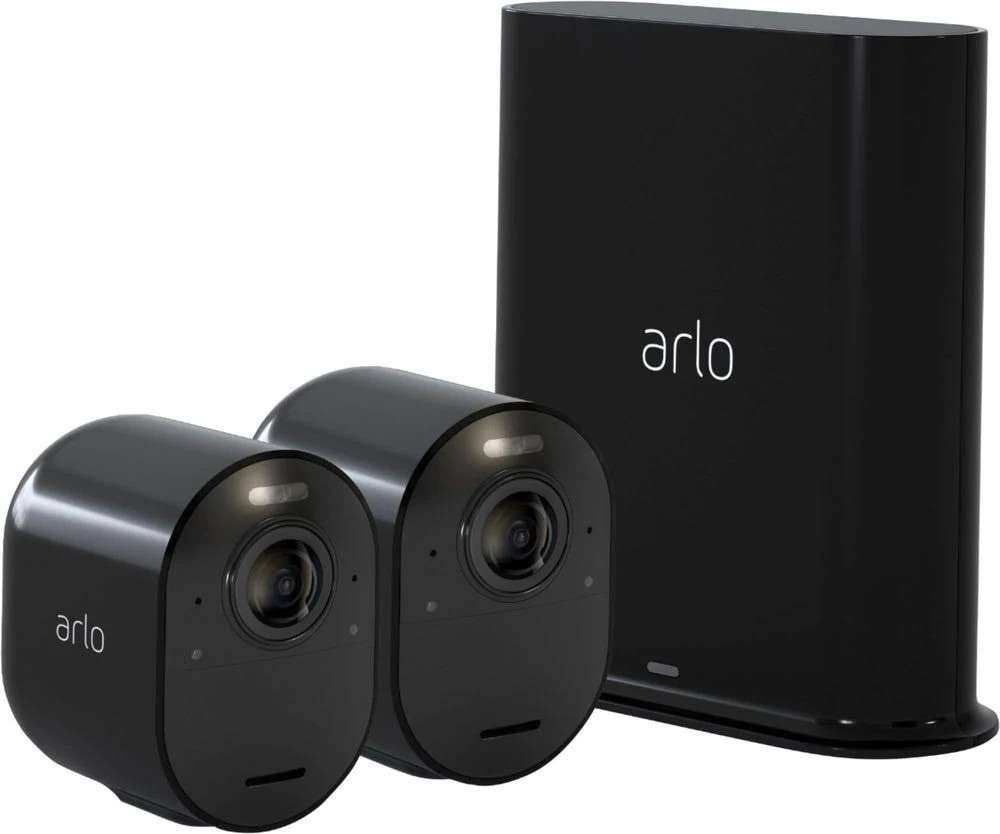 Arlo - Ultra 2 Spotlight Camera &ndash; Indoor/Outdoor 4K Wire-Free Security Camera with Color Night Vision (2 Camera System) - Black