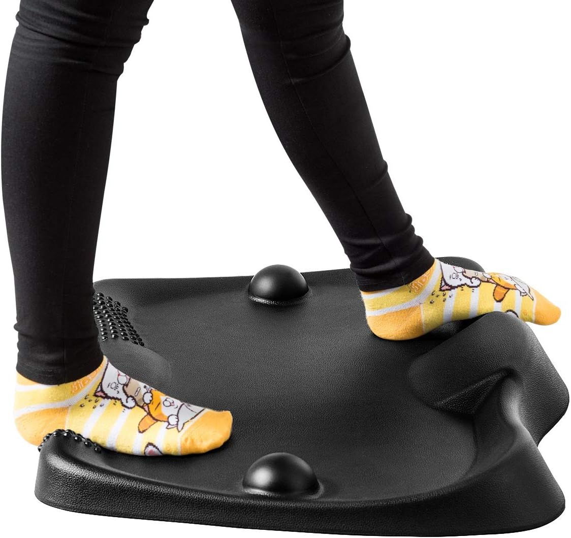 Giantex Standing Desk Anti-Fatigue Mat Not-Flat, Anti-Fatigue Comfort Floor Mat with 2 Massage Balls, Ergonomic Foot Massage Mat Floor Stand Up Desk Mat for Workstation Office Desk Kitchen (Black) Pack of 2