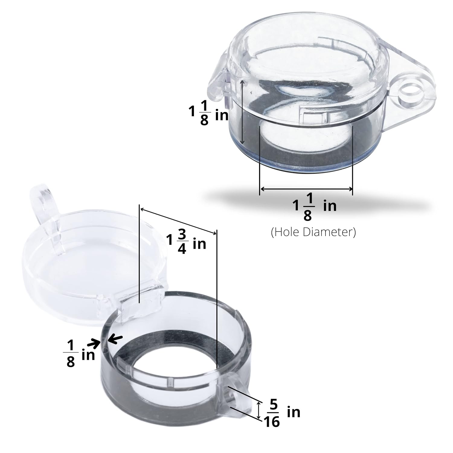 TRADESAFE Emergency Stop Button Cover Lockout - Push Button Lockout Cover, Emergency Stop Push Button Cover, Round Transparent Push Button Emergency Cover, 1-1/8” Hole Diameter Pack of 2