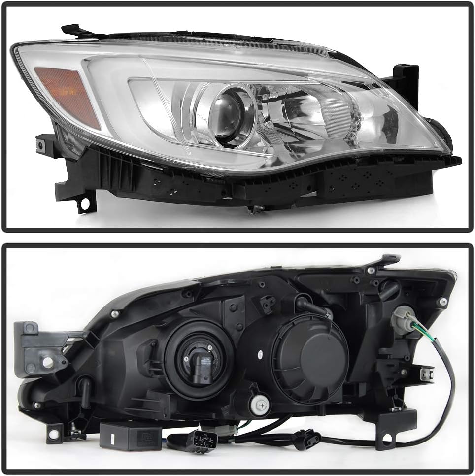 ACANII - For [Halogen Model] 2008-2014 Subaru Impreza WRX Chrome Switchback LED DRL Tube Projector Headlights Headlamps