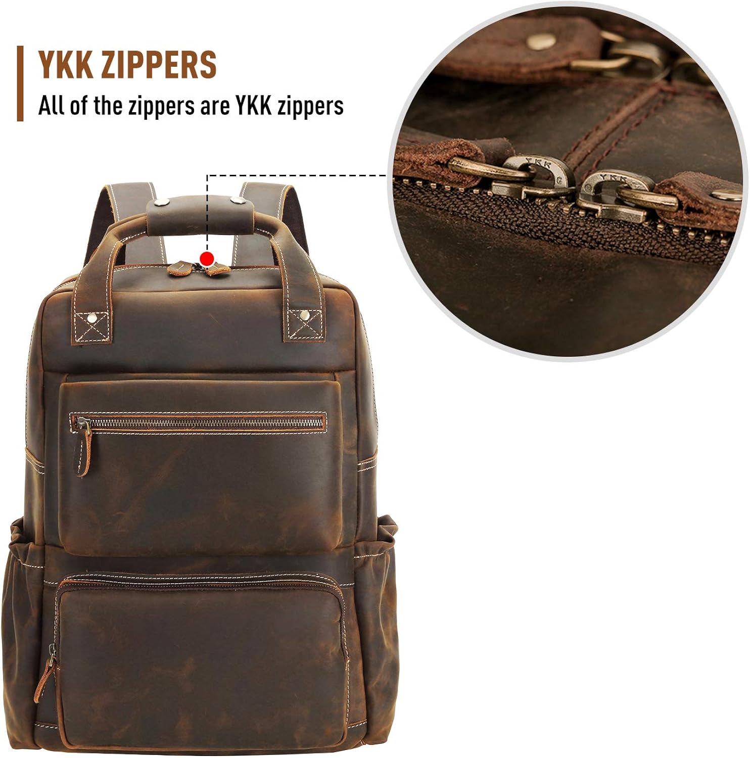 Polare Full Grain Leather 17.3&lsquo;&rsquo; Backpack Laptop Bag Camping Travel Rucksack Fits 15.6'' Laptop