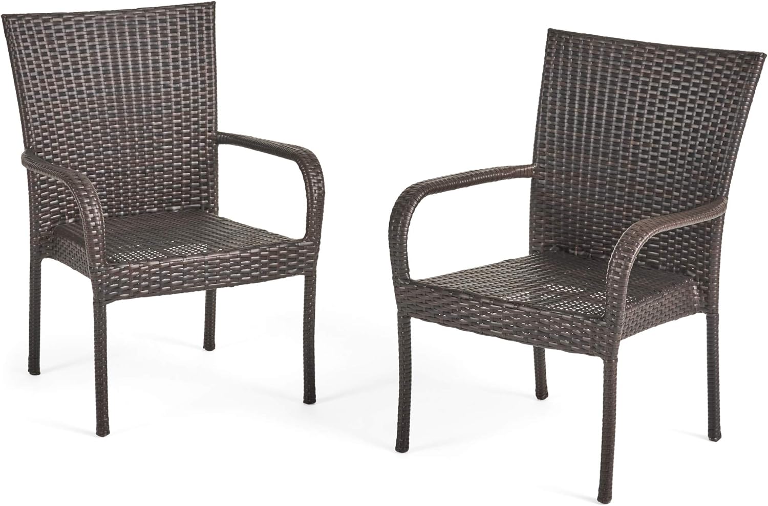 Christopher Knight Home CKH Outdoor Wicker Stackable Club Chairs, 2-Pcs Set, Multibrown