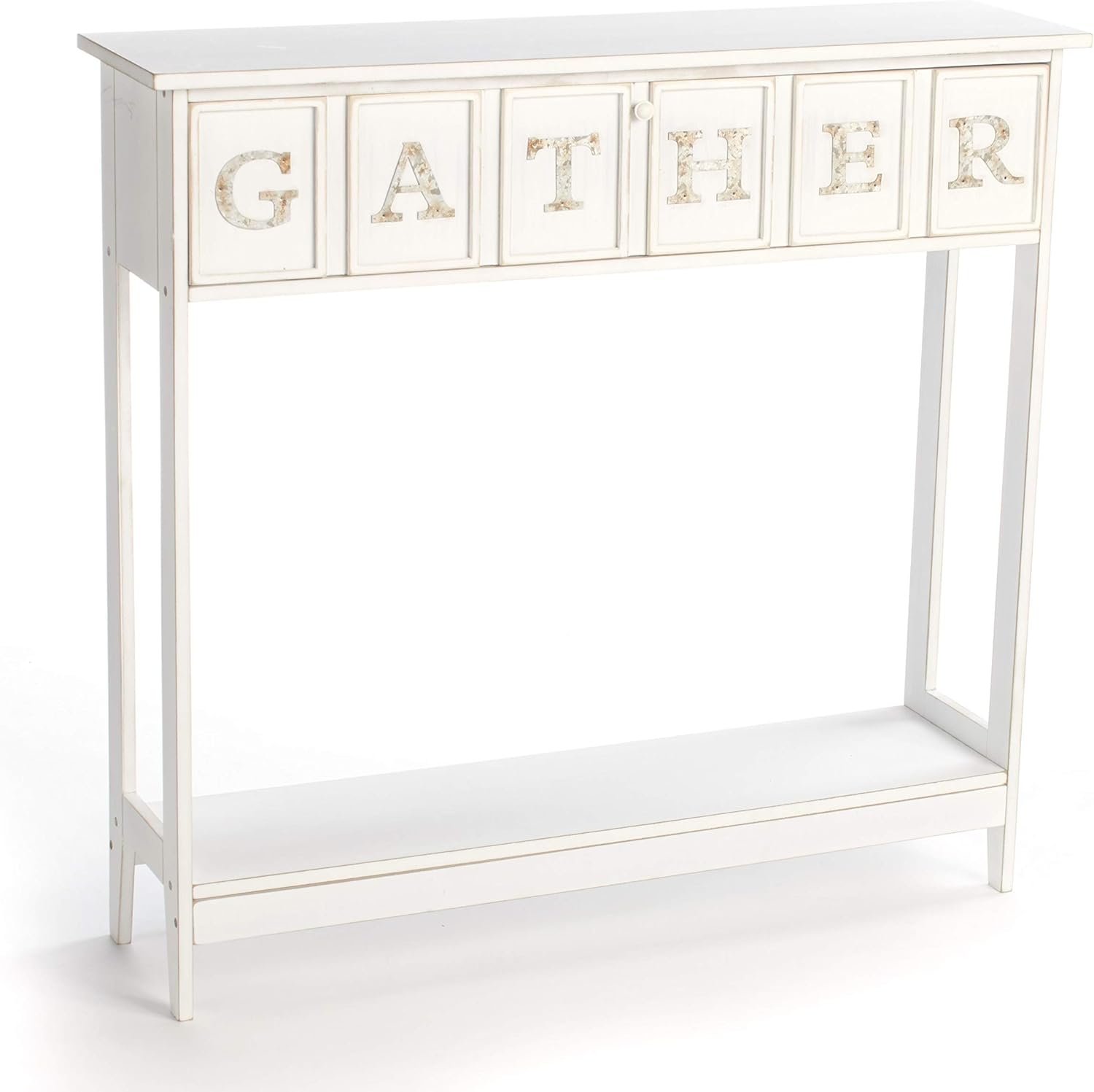 The Lakeside Collection Galvanized Metal Console Table with Sentimental Accent, Farmhouse Style - Family Pack of 2