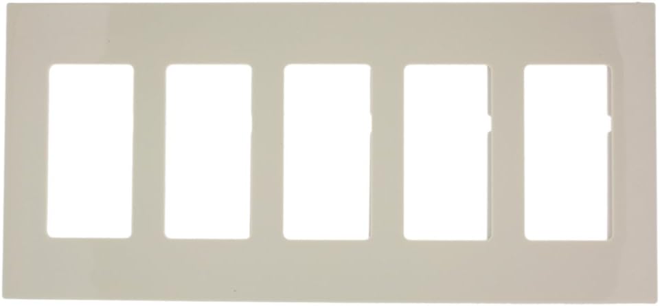 Leviton 80321-ST 5-Gang Decora Plus Screwless Snap-On Wallplate, Light Almond Pack of 2