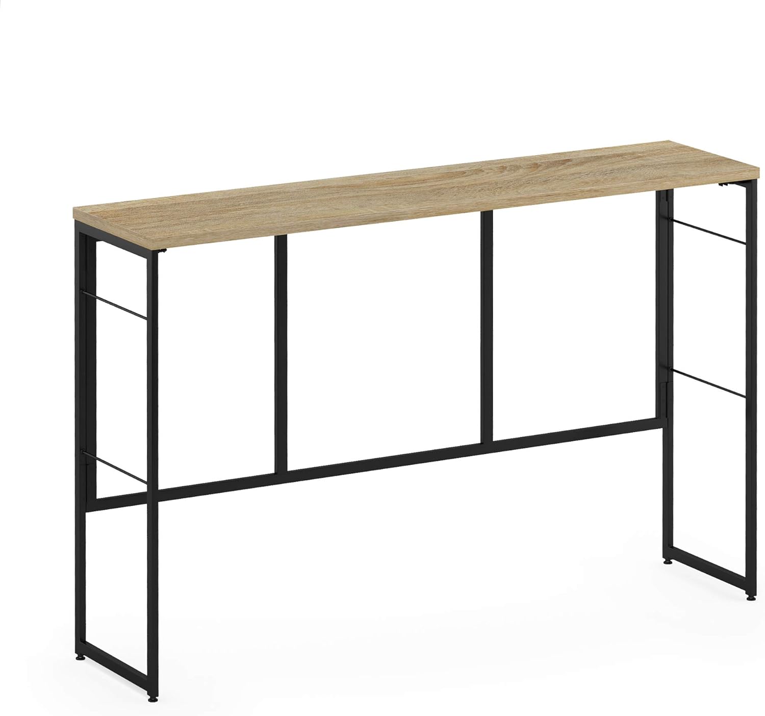 FURINNO Riau No Tool/No Assembly/Folding Metal Frame Console Table, Sonoma Oak/Black