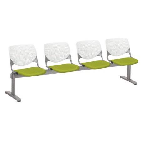 KFI Kool 4 Seat Reception Bench - White Backs - Avocado Fabric SEATS