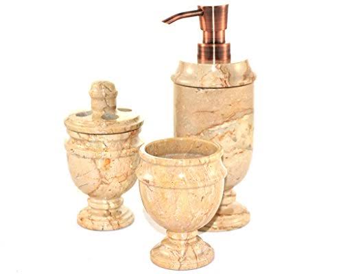 Nature Home Decor 520SB3 Sahara Beige Marble 3-Piece Bathroom Accessory Set of Sibarian Collection