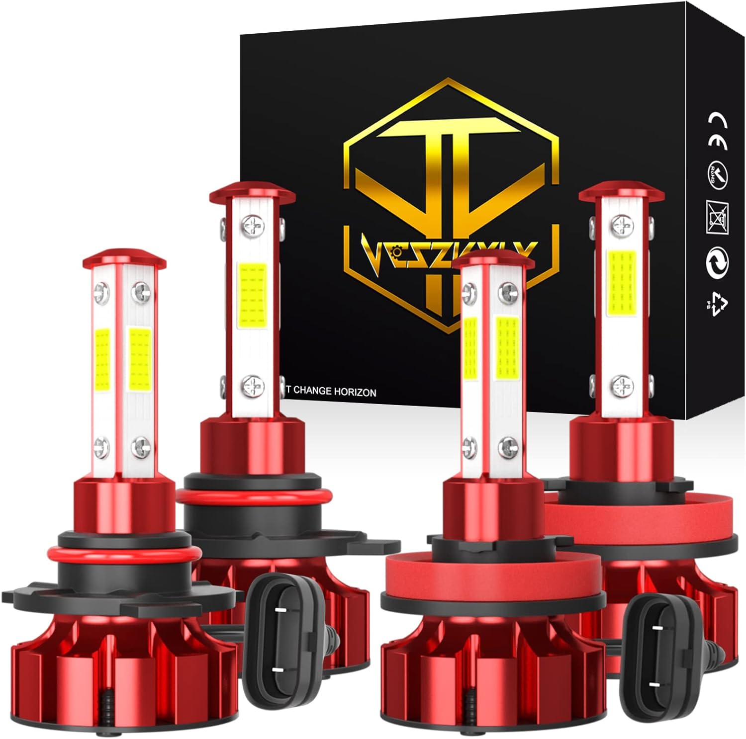 LED Headlight Conversion Kit For 2013 2014 2015 2016 2017 2018 Dodge RAM 1500 2500 3500, 9005 HB3 High Beam H11 Low Beam, Combo 4 Pack