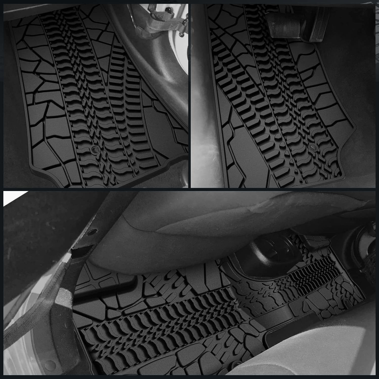 Floor Mat Liner Compatible with 2007 2008 2009 2010 2011 2012 2013 Wrangler JK 4 Door, Medesasi OEM Front & 2nd Seat Floor Mats Liners, with 1st Row Bucket Seat, Black, All-Weather Guard