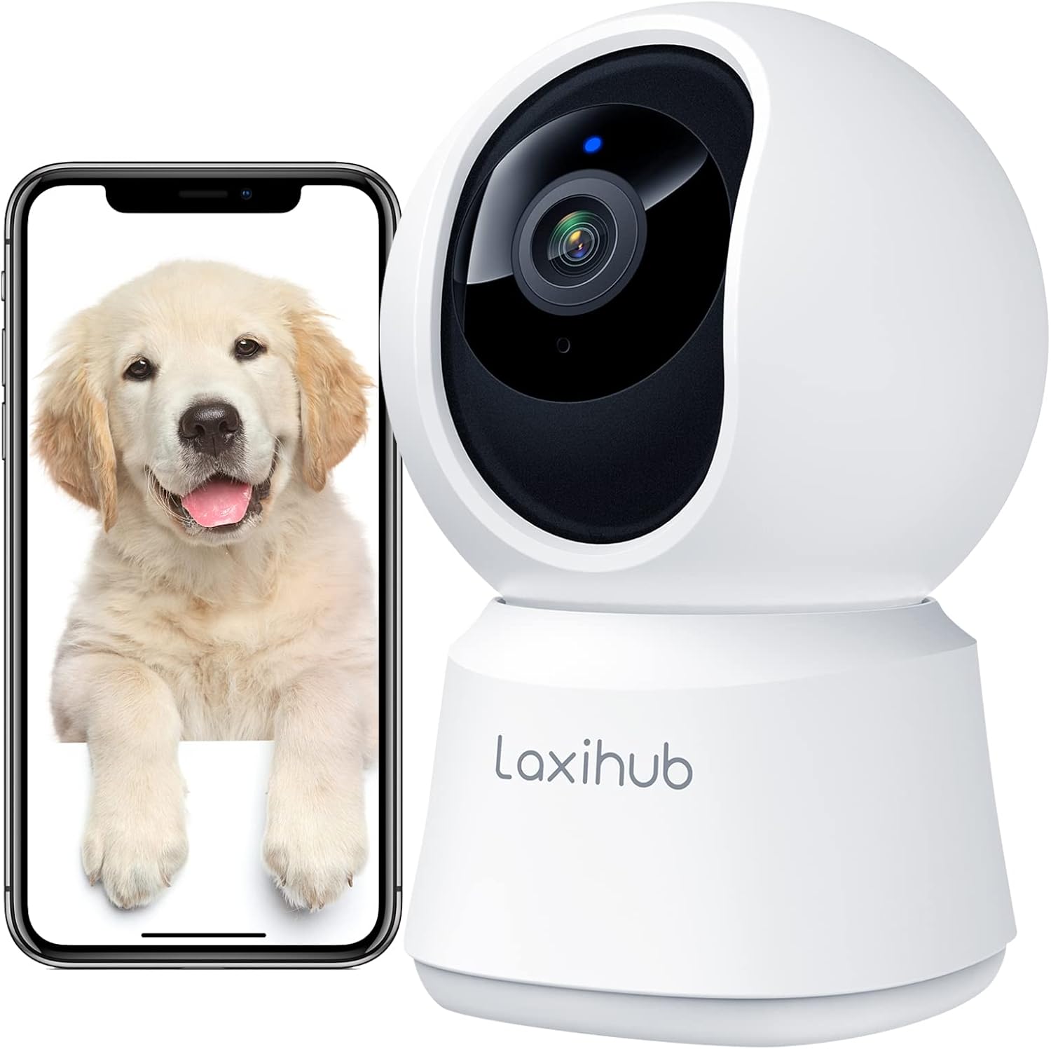 Laxihub 360° Indoor Security Camera, P2 1080P WiFi Home Camera for Baby/Pet/Nanny, Pan/Tilt, Motion Detection, 2-Way Audio, Night Vision, Compatible with Alexa & Google Assistant Pack of 2