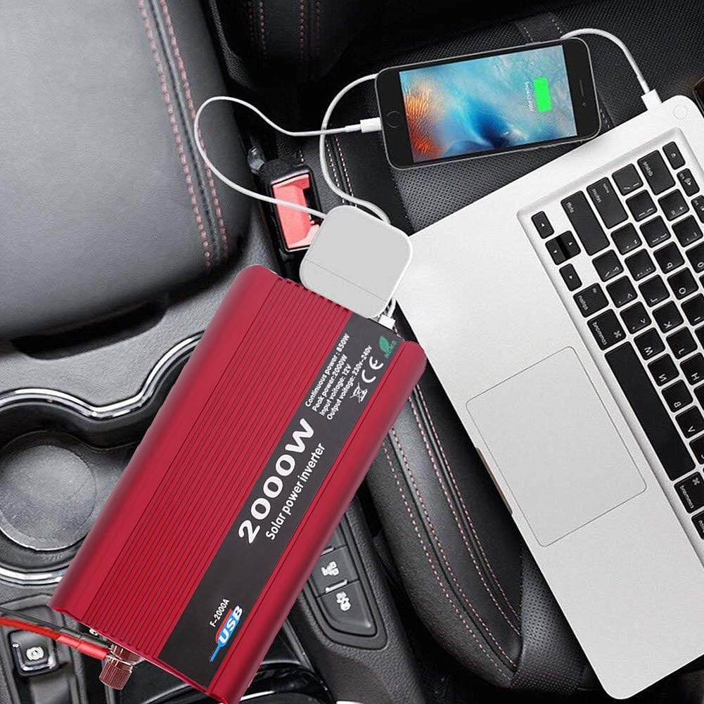 Qiilu 1000W DC 12V to AC 110V Car Power Inverter Converter USB Charger Adapter for in-car Use Pack of 2