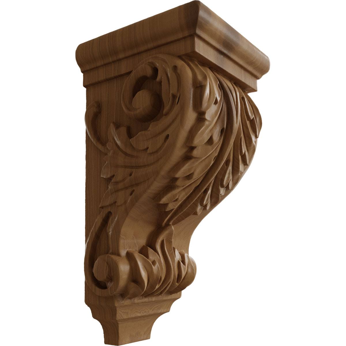 Ekena Millwork CORW05X05X10ACCH 5x22W x 5x22D x 10x22H Medium Acanthus Wood Corbel, Cherry