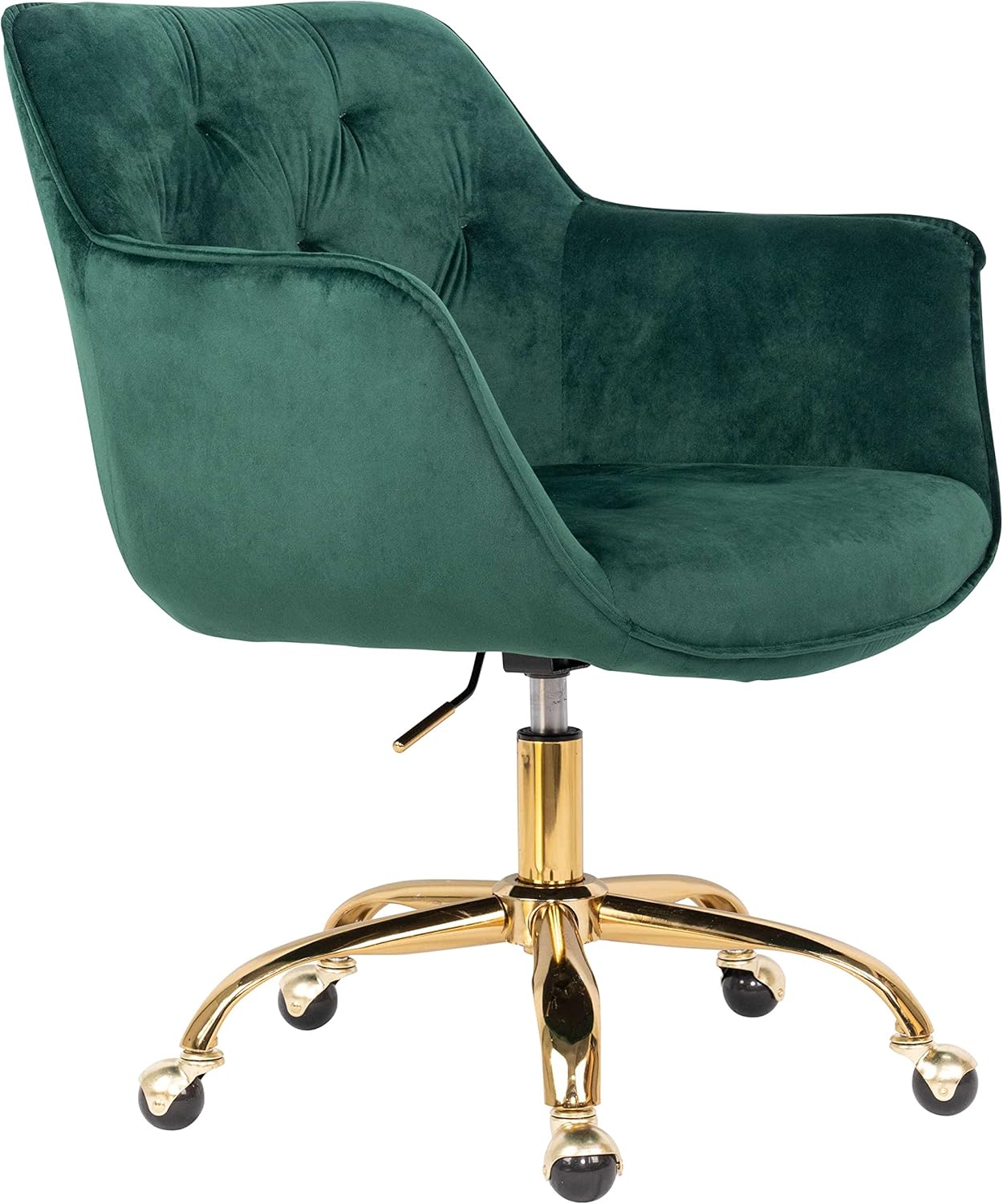 ATTICA Task Chair Home Office Velvet Desk Chairs with Metal Base Mid Back Ergonomic and 100mm Height Adjusted Freely (Green)