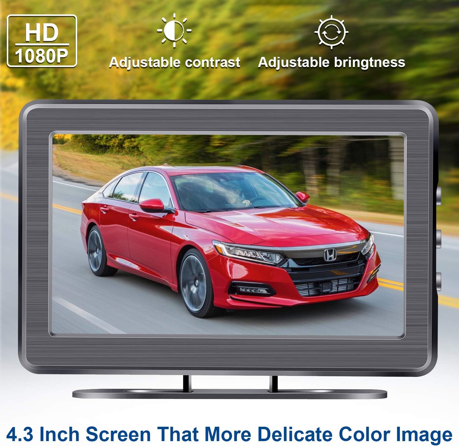 Backup Camera for Car Pickup Truck SUV Van, HD 1080P 7 LED Night Vision Vehicle Backup Camera with LCD Monitor No Delay Front/Rear View Camera 2 Display Installation Ways(Dash/Windshield)-DoHonest S01 Pack of 2