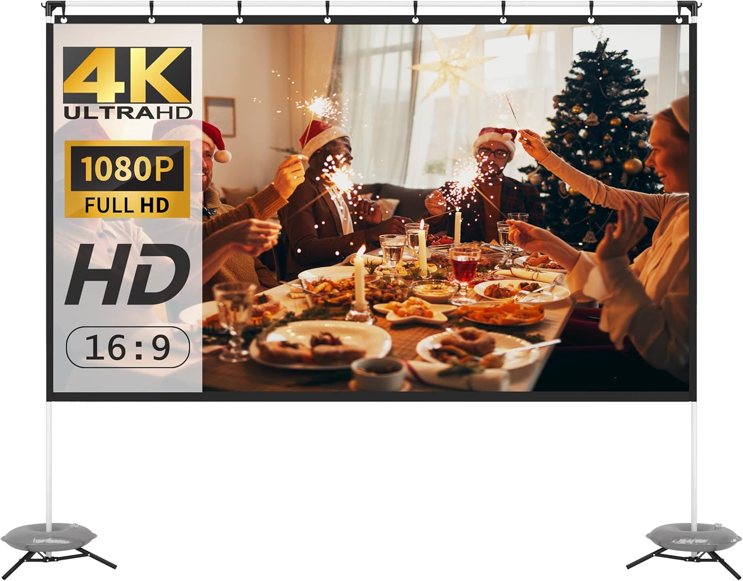 Portable Projector Screen with Stand, WEWATCH 100 Inch Projection Screen 16:9, 4K HD Rear Front Projections Movies Screen with Carry Bag for Indoor Outdoor Home Theater Backyard Cinema Travel