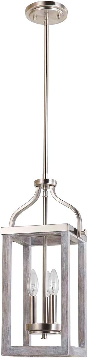 EGLO 203107A 3 Light Pendant, 20.00x9.00x9.00, Acia Wood/Brushed Nickel