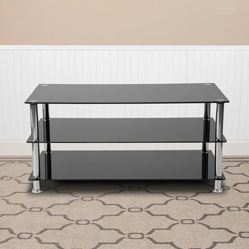 Flash Furniture Glass TV Stand in Black
