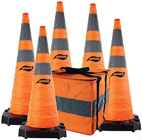 Aervoe H D Collapsible Safety Cone 36 5-Pack Kit Weighted Rubber Base at MechanicSurplus.com 1187-5