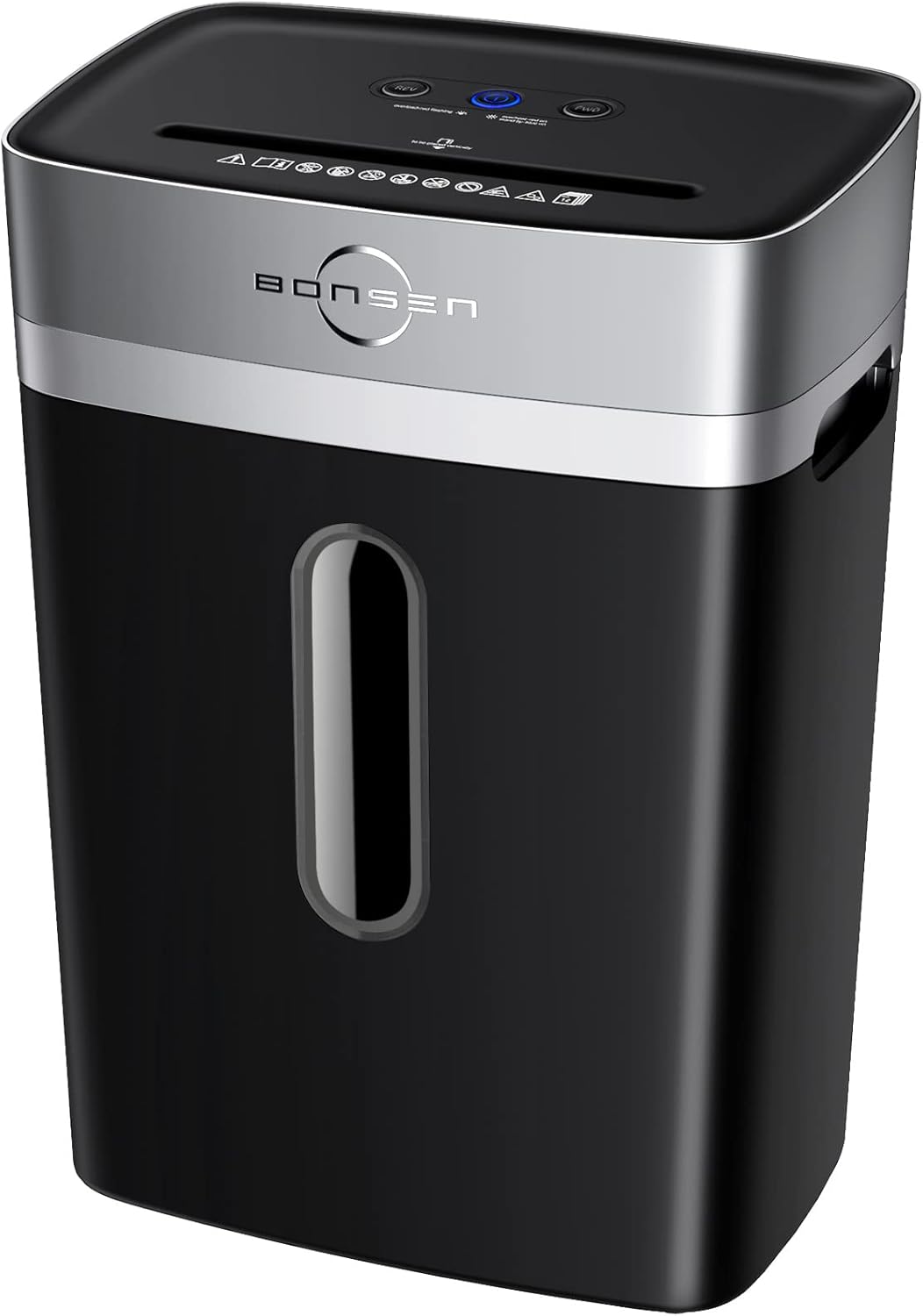 BONSEN Paper Shredder for Home Use, 12-Sheet Credit Card Crosscut Shredder for Home Office, 6 Gallons Large Wastebasket with Transparent Window, High Security Level P-4, Black (S3103)