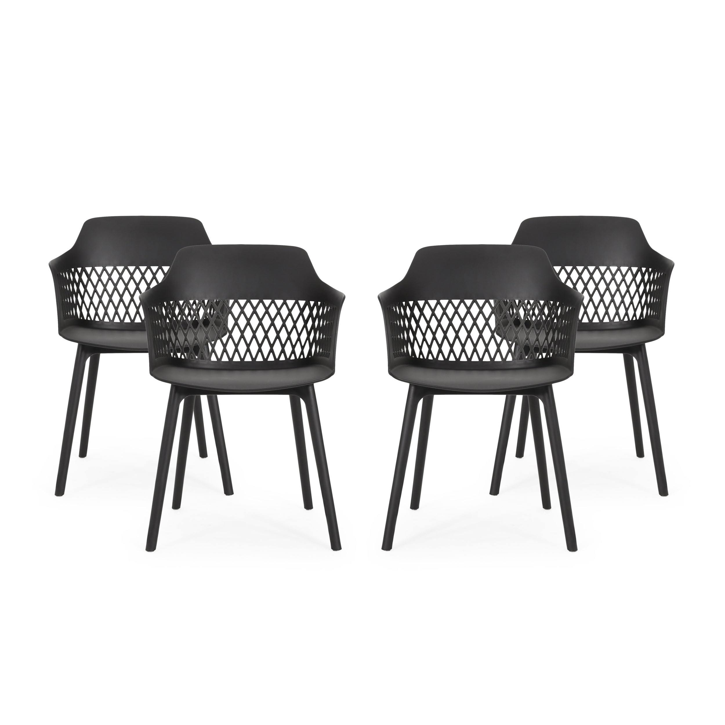 Azalea Outdoor Modern Dining Chair (Set of 4) by Christopher Knight Home - 23.00x22 W x 21.50x22 D x 33.00x22 H - Black