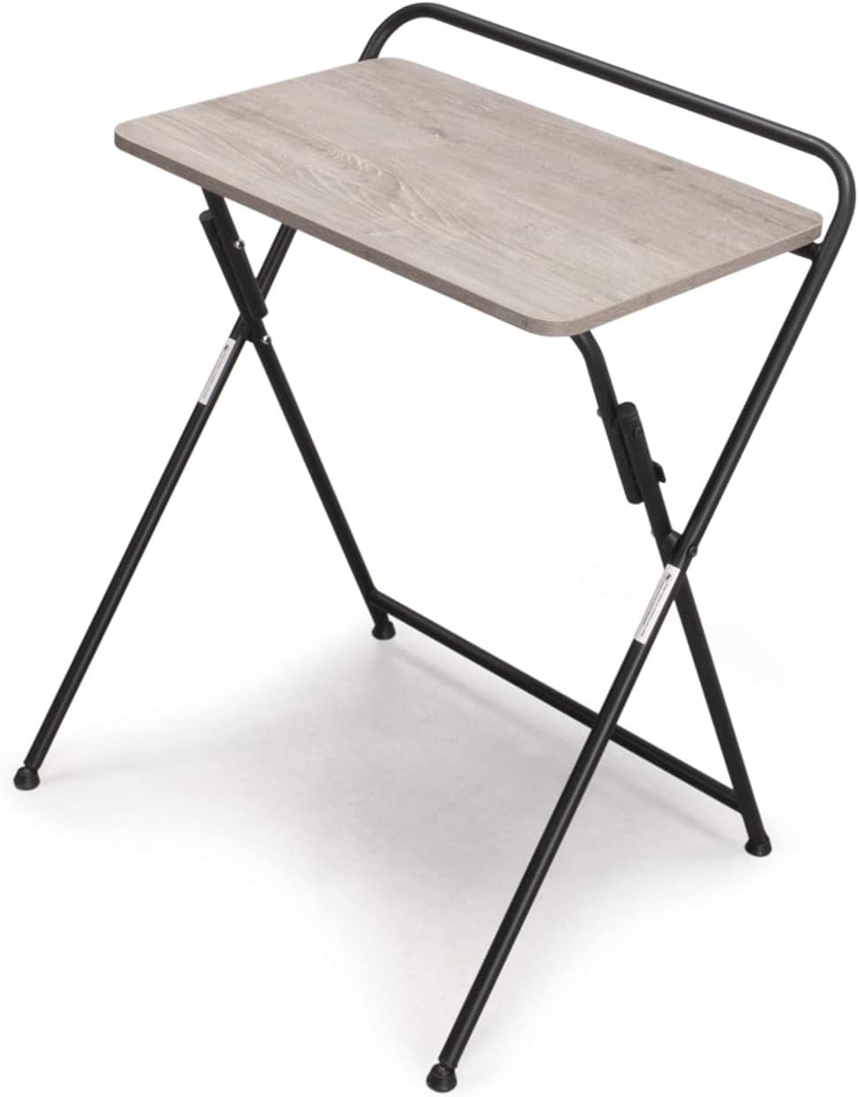 SOFSYS Modern Folding Desk for Small Space, Computer Gaming, Writing, Student and Home Office Organization, Industrial Metal Frame with Premium Desktop Surfaces, Oak/White