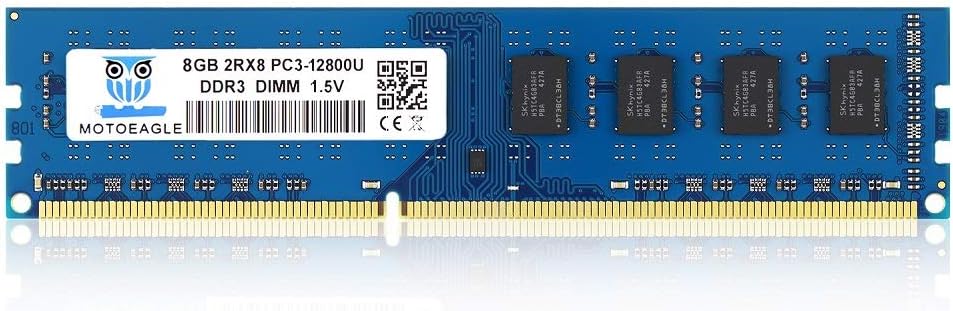 Motoeagle 16GB Kit (2x8GB) DDR3 1600 UDIMM 8GB 2RX8 PC3 12800U Dual Rank Non-ECC Unbuffered 1.5V Desktop Memory Pack of 2
