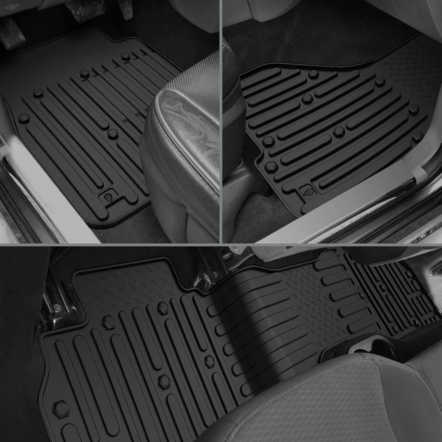 Floor Mat Liner Compatible with Ram 2012-2018 1500/2500/3500/4500/5500, 2019-2022 1500 Classic Models Quad Cab, Medesasi OEM Floor Mats Liners, with 1st Row Bucket Seat, Black, All-Weather Guard