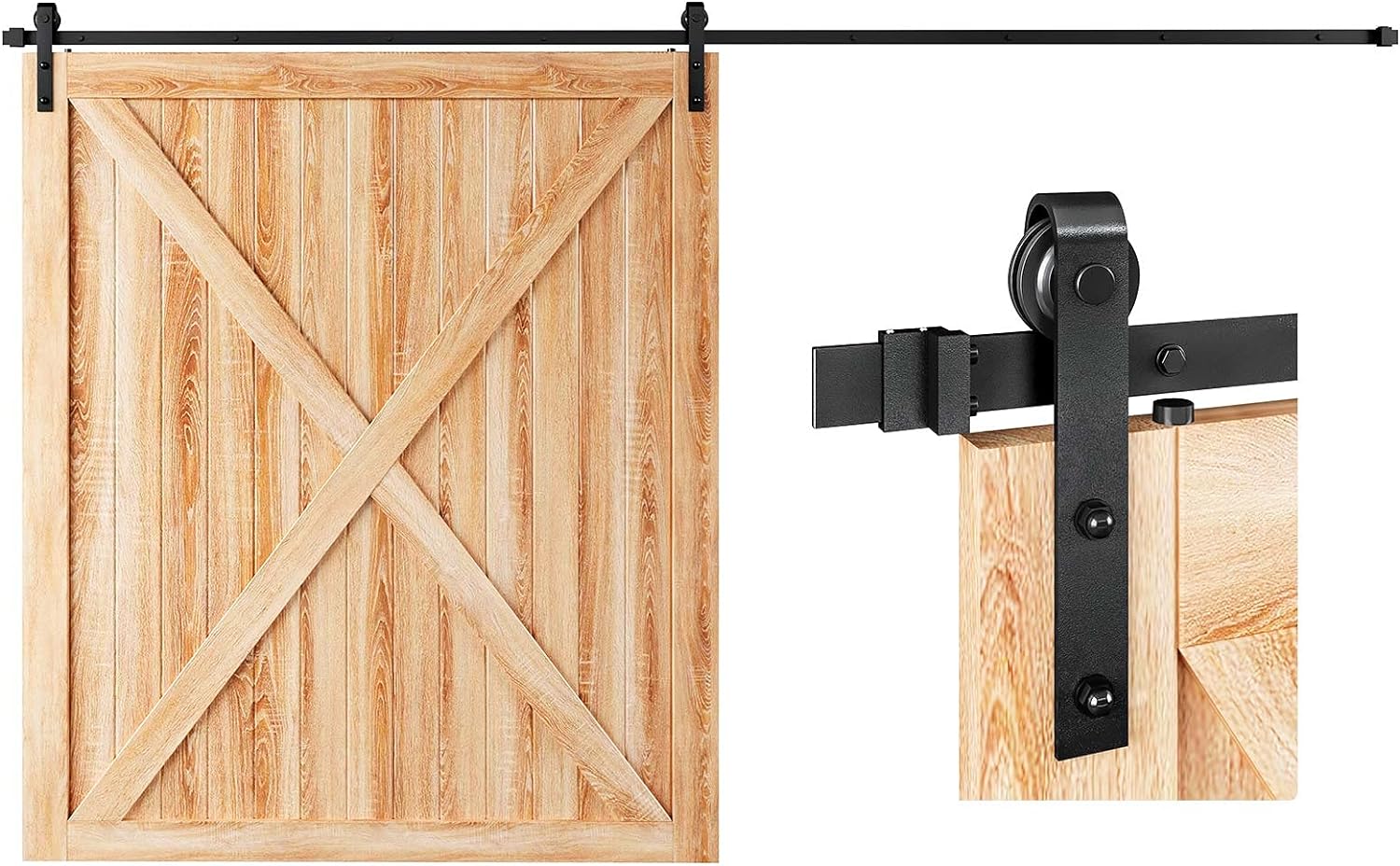 EaseLife 13 FT Heavy Duty Sliding Barn Door Hardware Track Kit,Basic J Pulley,Slide Smoothly Quietly,Easy Install (13FT Track Kit for 79