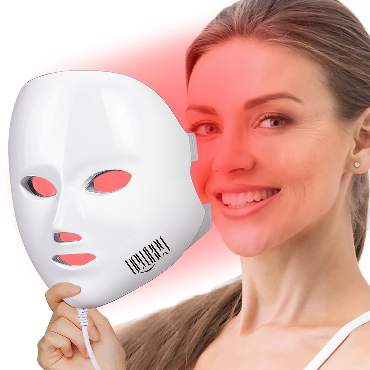 Red Light Therapy for Face Wrinkles, NEWKEY LED Face Mask Light Therapy,7 Colors Blue&Red Light Therapy Mask for Face, Korea PDT Technology Red Light for Anti -Wrinkles I Skin Tightening I Rejuvenation