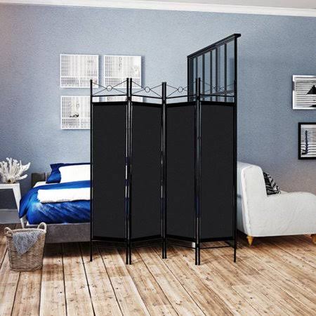 Winston Porter Petrone 4 Panel Room Divider, Black