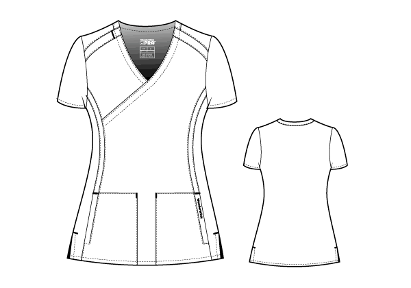 Filipina m&eacute;dica WonderWink 4 POCKET WRAP TOP 6519 Black (BLAC) / XS