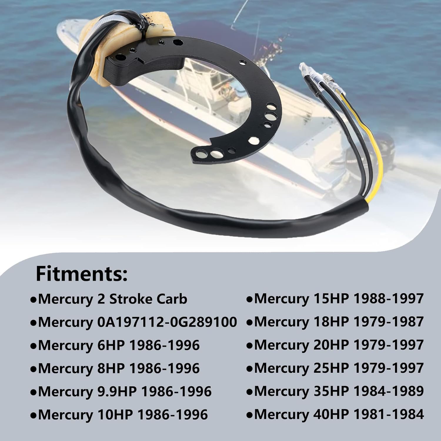 GEATaaT 174-6617K1 CDI Stator Compatible with Mercury 6/8/9.9/10/15/18/20/25/35/40 HP Outboards 2Cyl Replace#18-5864 86617A20