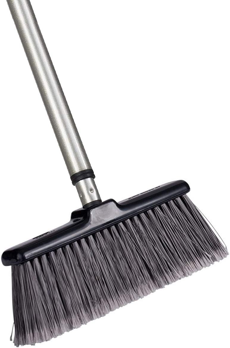 Fuller Brush Black Kitchen Broom &ndash; Heavy Duty Floor Sweeper with Fine Bristles & Adjustable Steel Handle - Dust Sweeping for Home or Office Wood, Laminate, Linoleum and Tile Floors