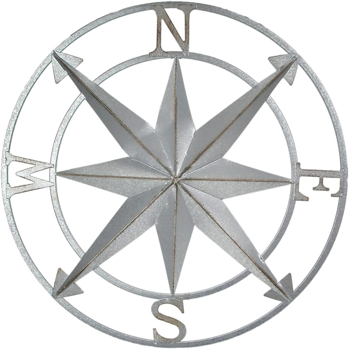 Galvanized Zinc Finish Compass Rose Wall Hanging 20.5 Inch Diameter Pack of 2