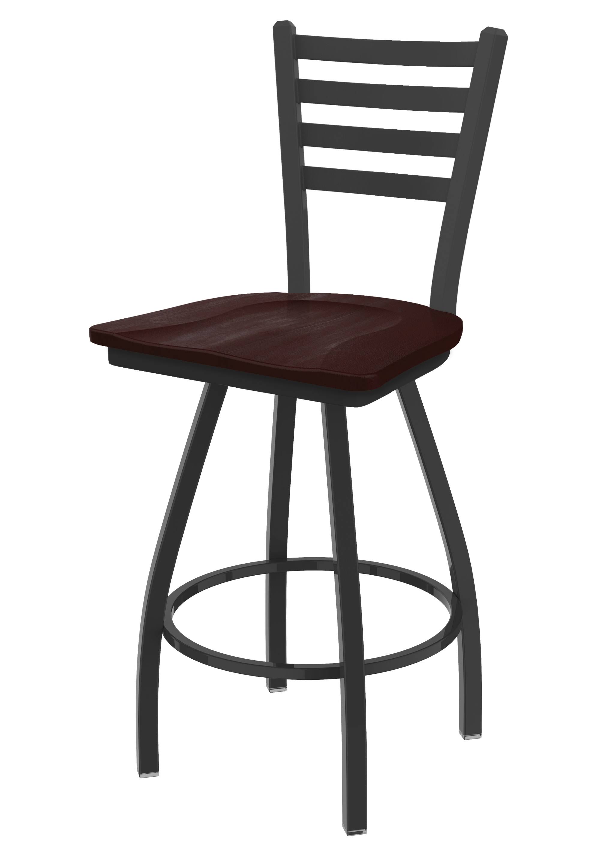 Holland Bar Stool XL 410 Jackie Pewter Swivel Stool with 30x22 Dark Cherry Maple Seat