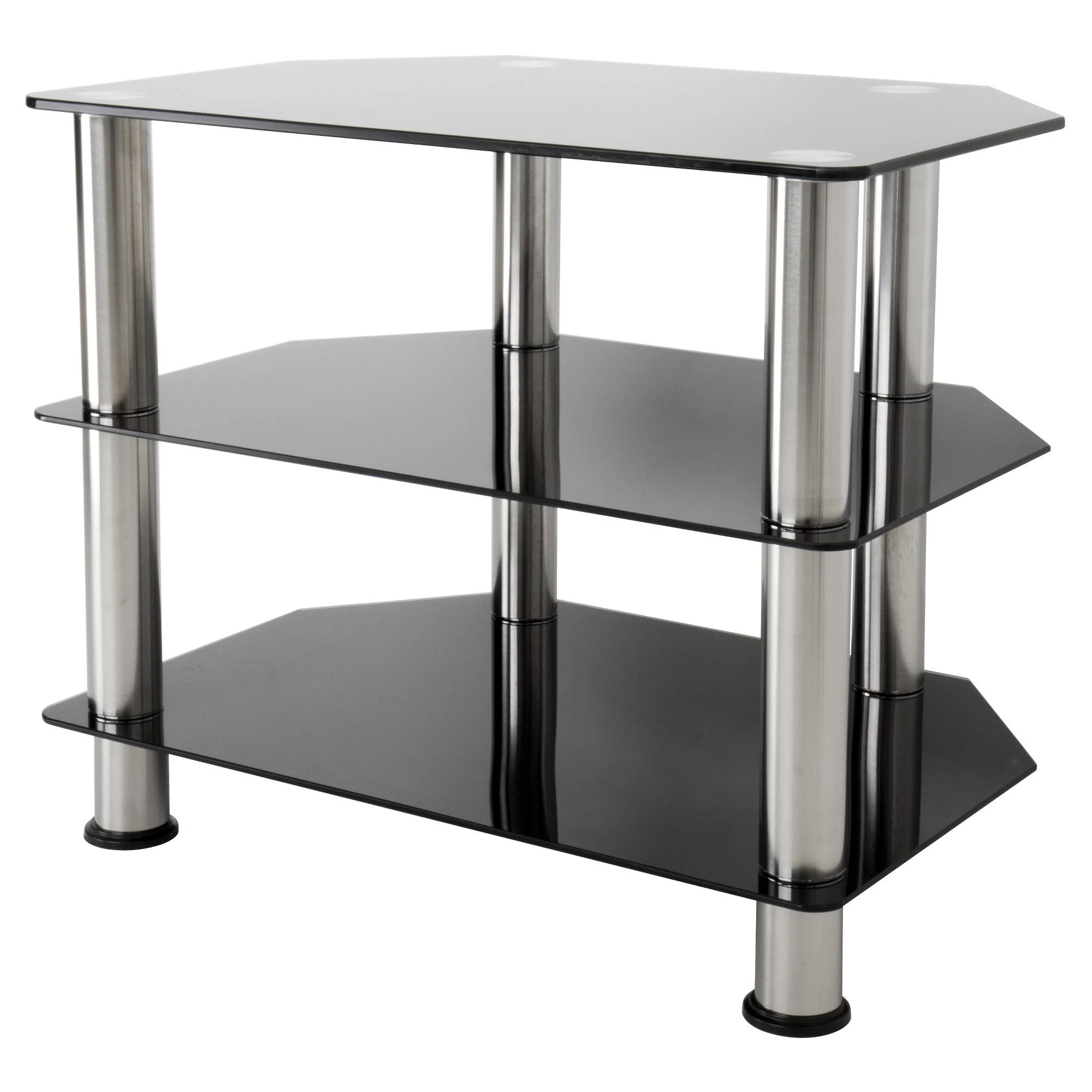 AVF Glass Floor Stand with Chrome Legs, Black