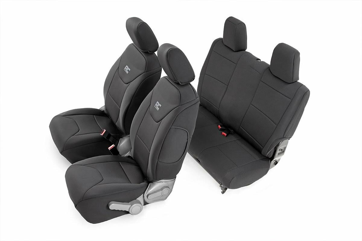Rough Country 91005 Jeep Neoprene Seat Cover Set Black [07-10 Wrangler JK 2 Door]