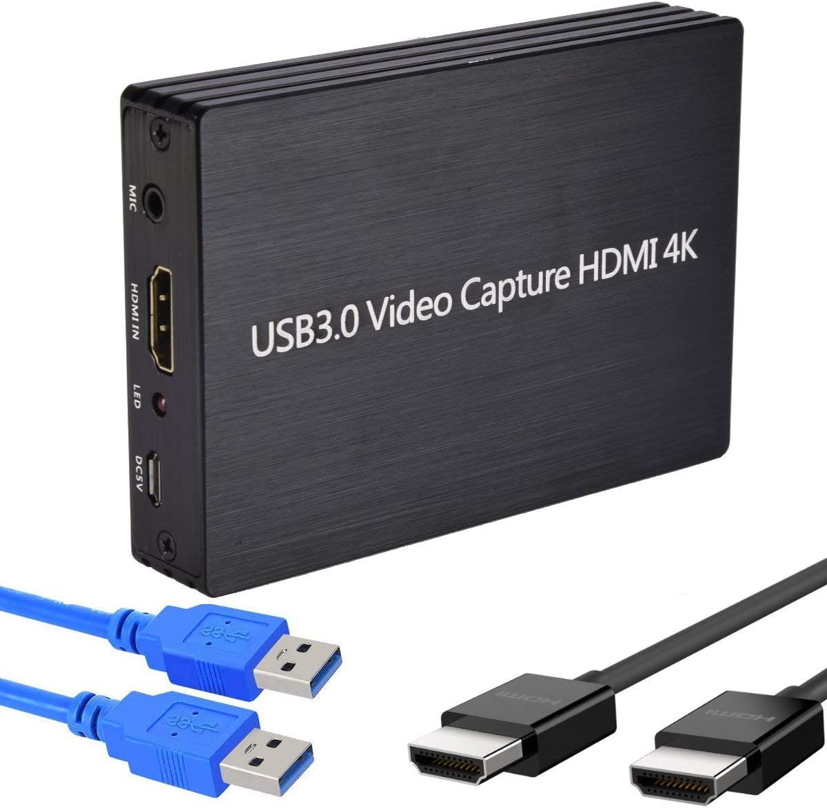 YOTOCAP 4K 60fps HDMI to USB3.0 Game Video Capture Card with Microphone Input, Audio Output, Record up to 1080p Full HD, Broadcast Live Stream and Record Grabber Converter Pack of 2