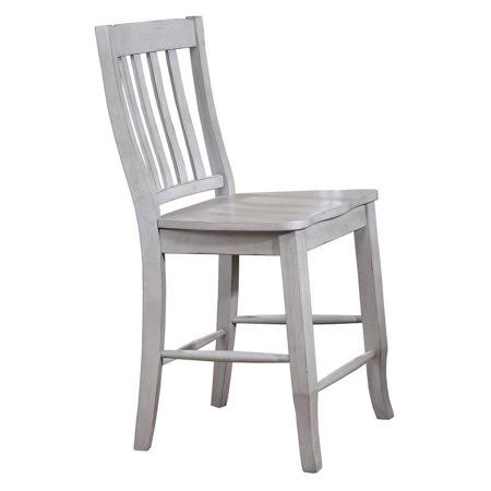 Winners Only 24 in. Slat Back Wood Counter Stool - Set of 2, Gray