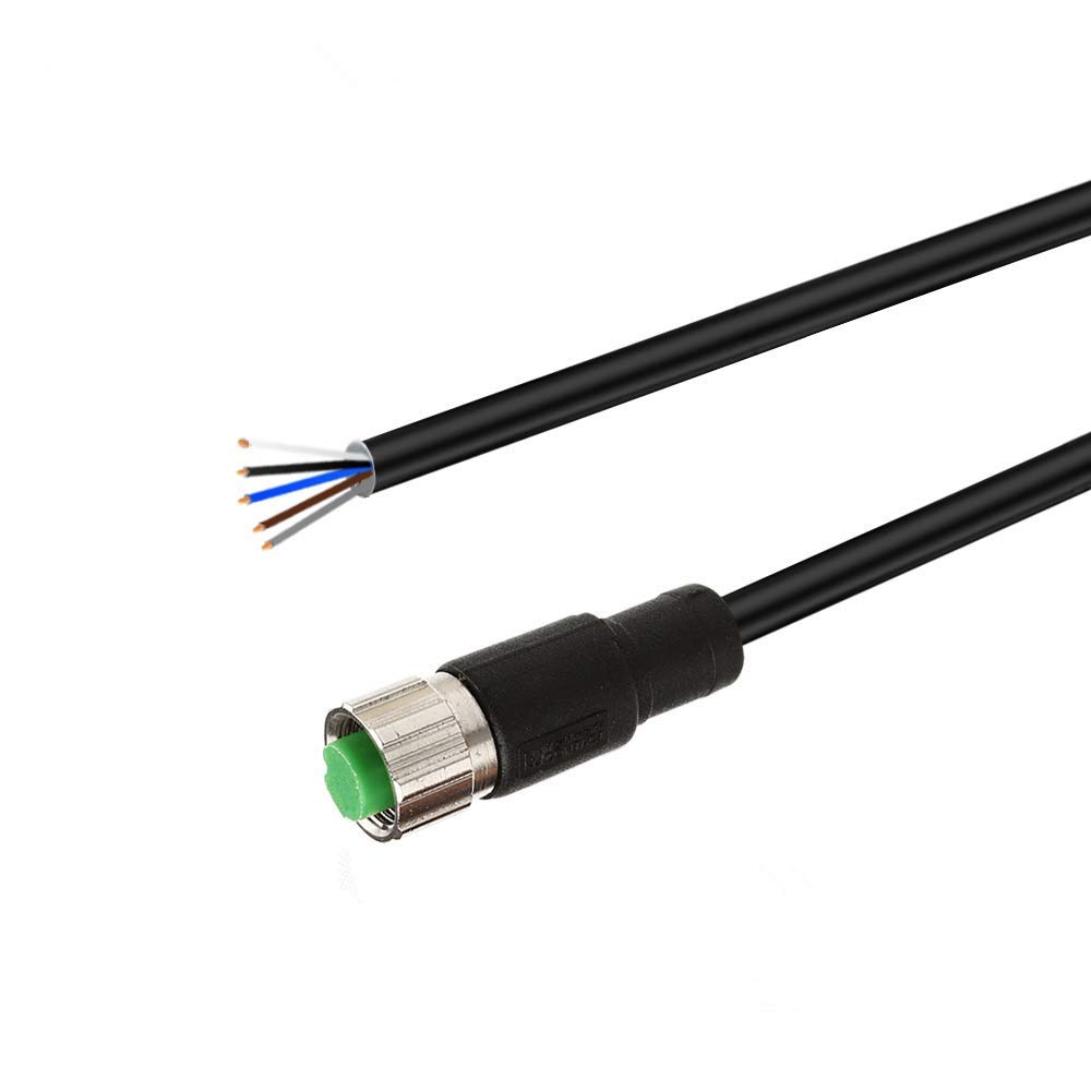 VELLEDQ Industrial Pre-Wired M12 Connector Cable 5-Pin Female A-Coding 3M/10FT PVC Line Pack of 2