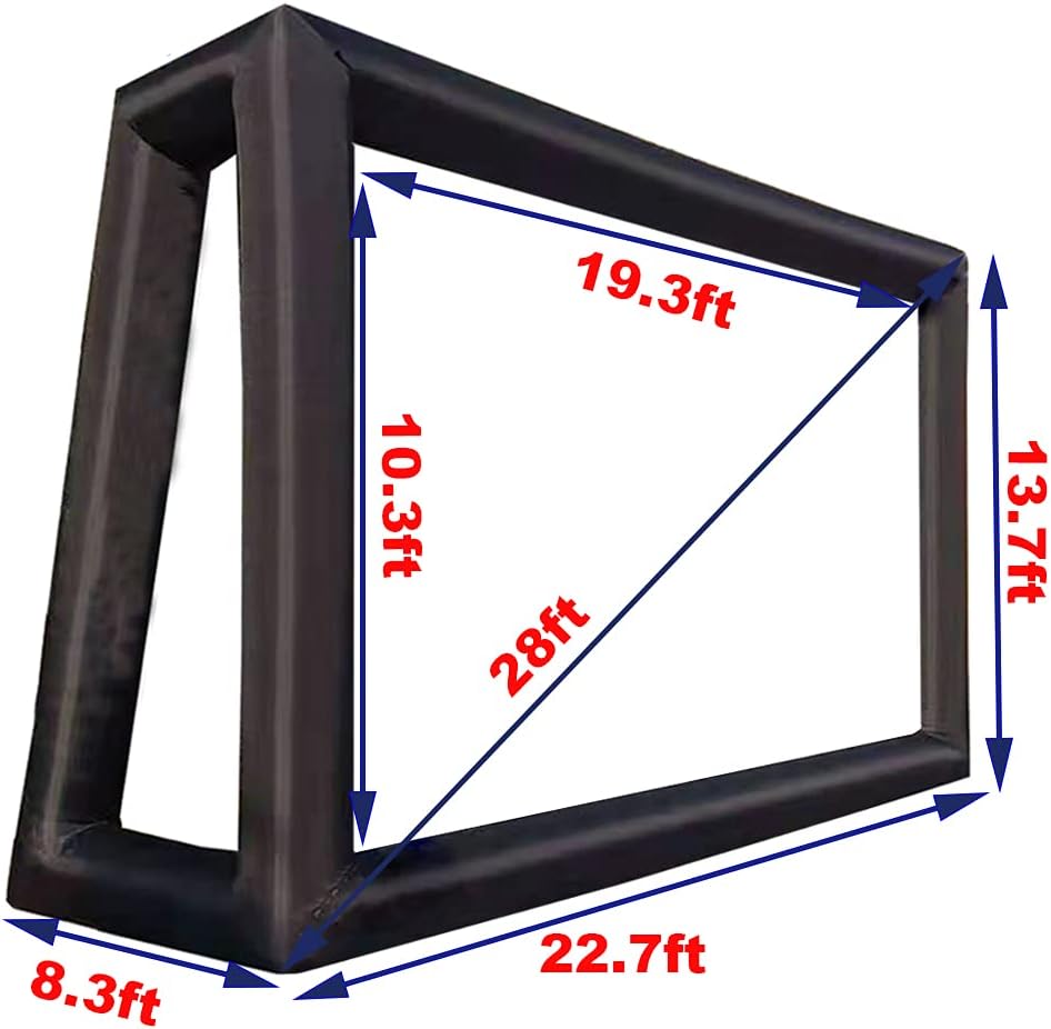 28 ft Huge Inflatable Movie Screen Outdoor - Seamless Front and Rear Portable Blow Up Projection Screen for Churches, Open Air Theater, Schools, Grand Parties, Backyard Pool Fun (28ft with Blower)